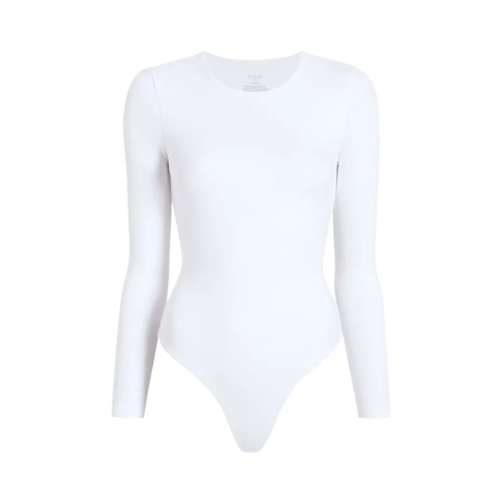 NWT Nuuds Long Sleeve Crewneck Bodysuit White XXL